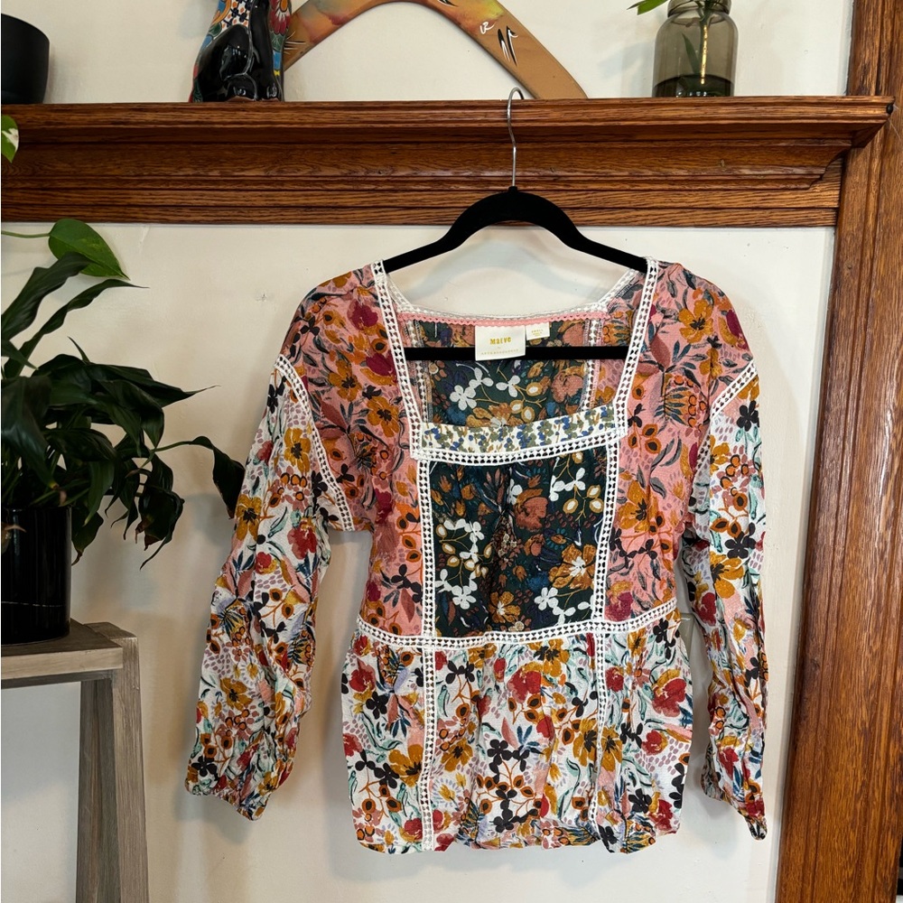 Anthropologie floral blouse EUC
